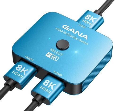 GANA HDMI 2.1 Switch, 8K HDMI Switcher Splitter 2 in 1 Out, Supports 4K@120Hz,8K@60Hz, 48Gbps Aluminum Bi-Directional Ultra HD HDMI Hub Compatible with PS5/4,Xbox,Roku,Apple TV,Fire Stick in Saudi Arabia