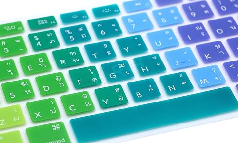 غطاء لوحة المفاتيح من السيليكون التايلاندي HRH لجهاز MacBook Air 13، لجهاز MacBook Pro 13/15/17 (مع أو بدون شاشة Retina، 2015 أو إصدار أقدم)، لجهاز iMac Older USA Layout Keyboard Protector - أزرق متدرج in Kuwait