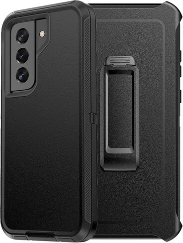 Defender Case for Samsung Galaxy S21 5G, Wsaurbnit Heavy Duty Shockproof Rugged Protection [Military Grade Protective] Kickstand Cell Phone Cover with Belt Clip Holster (Black) in Saudi Arabia