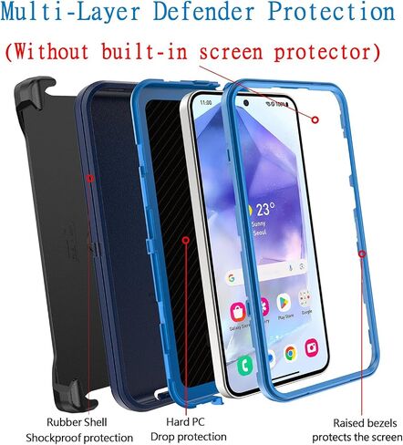 Defender Case for Samsung Galaxy S21 5G, Wsaurbnit Heavy Duty Shockproof Rugged Protection [Military Grade Protective] Kickstand Cell Phone Cover with Belt Clip Holster (Black) in Saudi Arabia