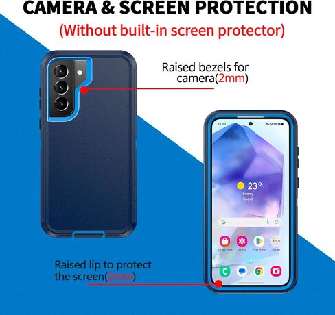 Defender Case for Samsung Galaxy S21 5G, Wsaurbnit Heavy Duty Shockproof Rugged Protection [Military Grade Protective] Kickstand Cell Phone Cover with Belt Clip Holster (Black) in Saudi Arabia