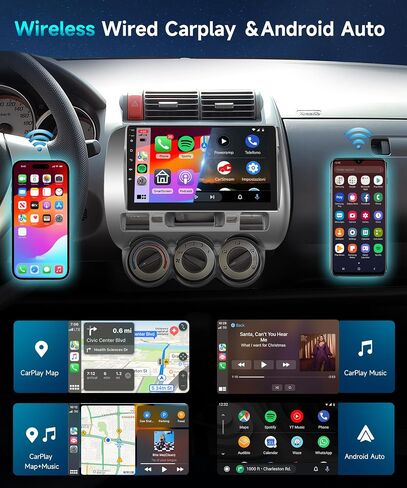 [2G+64G] لراديو Honda Fit 2004-2010 9 بوصة ستيريو سيارة أندرويد مع CarPlay لاسلكي Android Auto 32EQ 1080P شاشة لمس سيارة مع راديو FM DSP بلوتوث واي فاي GPS مرآة رابط كاميرا احتياطية ميكروفون in Saudi Arabia