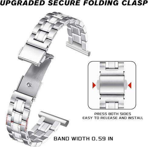 حزام رفيع متوافق مع ساعة Samsung Galaxy Watch 7/FE/6/5/4 40 مم 44 مم، 5 Pro 45 مم، ساعة 6/4 كلاسيكية 43 مم 47 مم 42 مم 46 مم، 20 مم حزام معصم بديل من الفولاذ المقاوم للصدأ للنساء والرجال in Kuwait