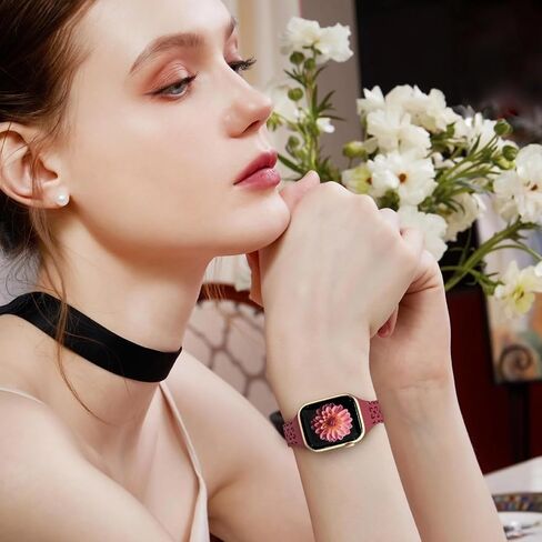 6 Pack Lace Cute Silicone Band Compatible with Apple Watch Bands 38mm 40mm 41mm 42mm 44mm 45mm 46mm 49mm Women,Slim Engraved Floral Sport Strap for iWatch Bands Ultra SE Series 10 9 8 7 6 5 4 3 2 1 in Saudi Arabia