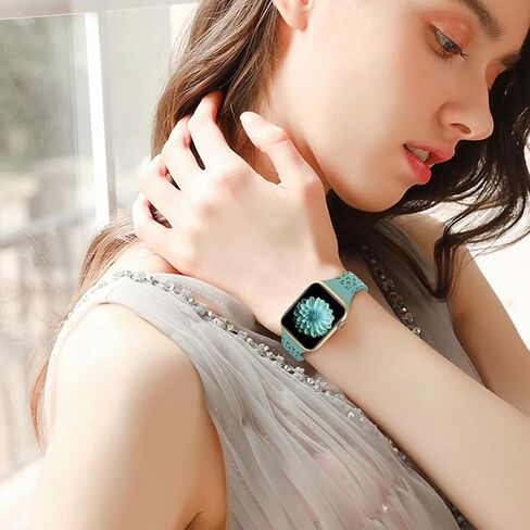 6 Pack Lace Cute Silicone Band Compatible with Apple Watch Bands 38mm 40mm 41mm 42mm 44mm 45mm 46mm 49mm Women,Slim Engraved Floral Sport Strap for iWatch Bands Ultra SE Series 10 9 8 7 6 5 4 3 2 1 in Saudi Arabia