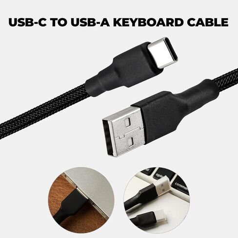 EPOMAKER Mix V2 1.8m Coiled Keyboard Cable, USB C to USB A Double-Sleeved Cable for Mechanical Gaming Keyboard, with Detachable Metal Aviator for Custom Keyboard (Black) in Saudi Arabia