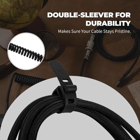كابل لوحة مفاتيح ملفوف EPOMAKER Mix V2 بطول 1.8 متر، كابل USB C إلى USB A مزدوج الأكمام للوحة مفاتيح الألعاب الميكانيكية، مع طيار معدني قابل للفصل للوحة المفاتيح المخصصة (أسود) in Saudi Arabia