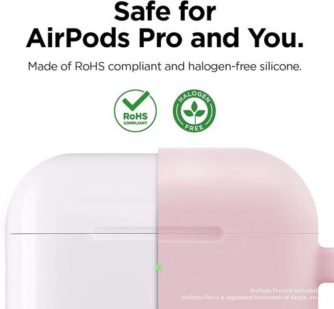 حافظة elago الأصلية متوافقة مع حافظة Apple AirPods Pro - غطاء سيليكون واقٍ مع سلسلة مفاتيح، فتحة دقيقة، تدعم الشحن اللاسلكي (أخضر فاتح) in Saudi Arabia