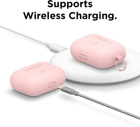 حافظة elago الأصلية متوافقة مع حافظة Apple AirPods Pro - غطاء سيليكون واقٍ مع سلسلة مفاتيح، فتحة دقيقة، تدعم الشحن اللاسلكي (أخضر فاتح) in Saudi Arabia