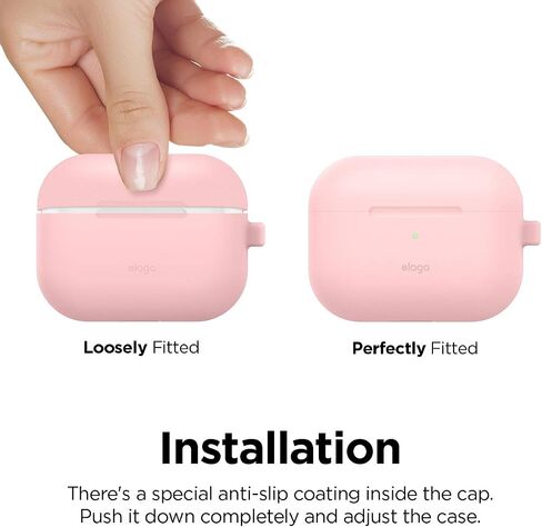 حافظة elago الأصلية متوافقة مع حافظة Apple AirPods Pro - غطاء سيليكون واقٍ مع سلسلة مفاتيح، فتحة دقيقة، تدعم الشحن اللاسلكي (أخضر فاتح) in Saudi Arabia
