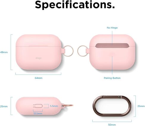 حافظة elago الأصلية متوافقة مع حافظة Apple AirPods Pro - غطاء سيليكون واقٍ مع سلسلة مفاتيح، فتحة دقيقة، تدعم الشحن اللاسلكي (أخضر فاتح) in Saudi Arabia