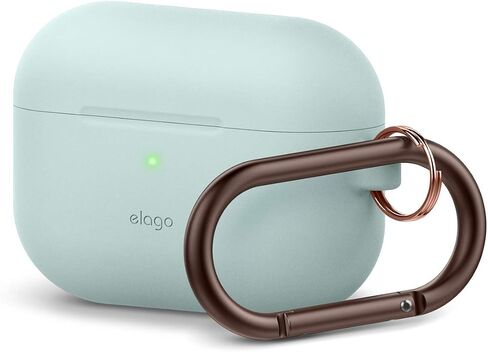 حافظة elago الأصلية متوافقة مع حافظة Apple AirPods Pro - غطاء سيليكون واقٍ مع سلسلة مفاتيح، فتحة دقيقة، تدعم الشحن اللاسلكي (أخضر فاتح) in Saudi Arabia