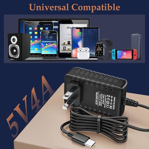 مصدر طاقة PChero 20W 5V 4A، محول طاقة من النوع C شاحن من النوع C متوافق مع Raspberry Pi 4 Model B 8GB/4GB/2GB/1GB/Orange Pi 5 & 5B/NASPi/DACPi/X-C1/X735/X728/X708/X703 in Kuwait