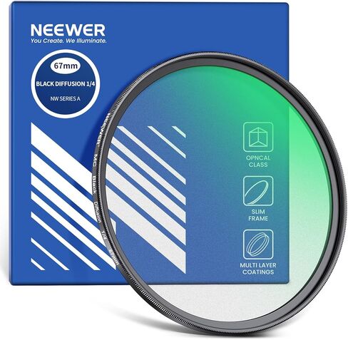 NEEWER 67 مم أسود منتشر 1/4 فلتر حالمة ناعم سينمائي تأثير فلتر فائق النحافة طارد للماء مقاوم للخدش زجاج بصري متعدد طلاء نانو للفيديو / مدونة الفيديو / التصوير الفوتوغرافي للصور in Saudi Arabia