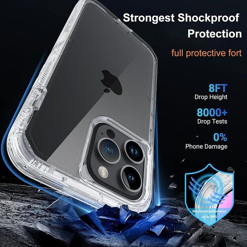 Annymall for iPhone 13 Pro Max 6.7" Case with [Belt Clip Holster] [Glass Screen Protector], 3-Layer Shockproof Rugged Protection Heavy Duty Full Body Phone Cover for Apple iPhone 13 Pro Max (Black) in Saudi Arabia