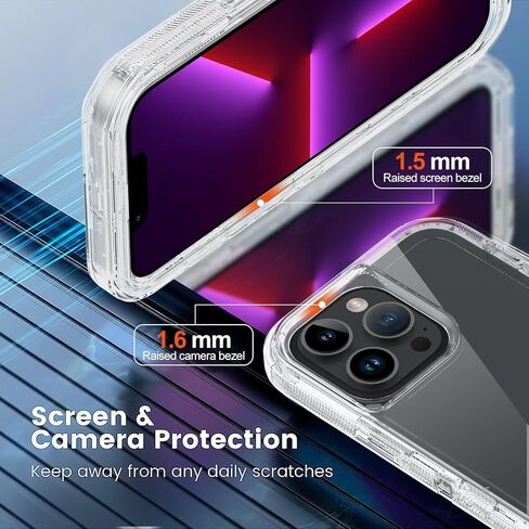 Annymall for iPhone 13 Pro Max 6.7" Case with [Belt Clip Holster] [Glass Screen Protector], 3-Layer Shockproof Rugged Protection Heavy Duty Full Body Phone Cover for Apple iPhone 13 Pro Max (Black) in Saudi Arabia