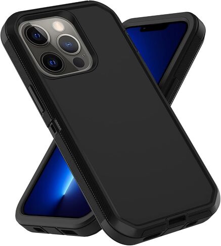 Annymall for iPhone 13 Pro Max 6.7" Case with [Belt Clip Holster] [Glass Screen Protector], 3-Layer Shockproof Rugged Protection Heavy Duty Full Body Phone Cover for Apple iPhone 13 Pro Max (Black) in Saudi Arabia