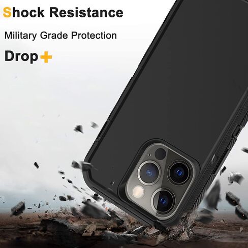 Annymall for iPhone 13 Pro Max 6.7" Case with [Belt Clip Holster] [Glass Screen Protector], 3-Layer Shockproof Rugged Protection Heavy Duty Full Body Phone Cover for Apple iPhone 13 Pro Max (Black) in Saudi Arabia