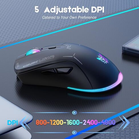 Wireless Gaming Mouse, 4800 DPI Wired/Wireless Gamer Mouse, Dual-Mode Computer Mouse Rechargeable 6 Buttons Reliable Power Capacity and RGB Backlight for PC/Mac/Laptop in Kuwait