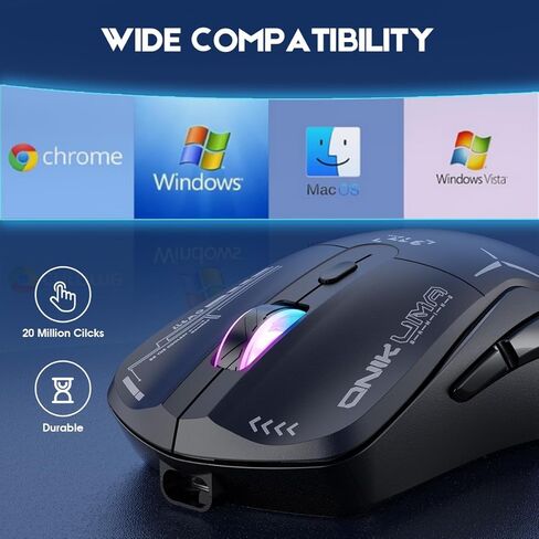 Wireless Gaming Mouse, 4800 DPI Wired/Wireless Gamer Mouse, Dual-Mode Computer Mouse Rechargeable 6 Buttons Reliable Power Capacity and RGB Backlight for PC/Mac/Laptop in Kuwait