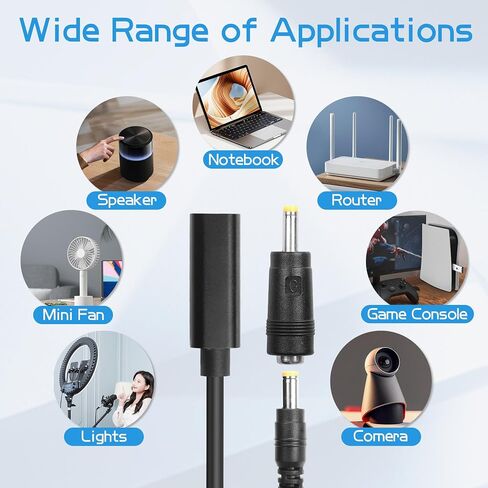 YAODHAOD USB to DC Adapters Cable, Type-C Female to DC PD 65W Power Charging Cable, Barrel PD Trigger Cable (4.9ft) with 10 Connector Power Plug Kit fit for Laptop (16cm) in Kuwait