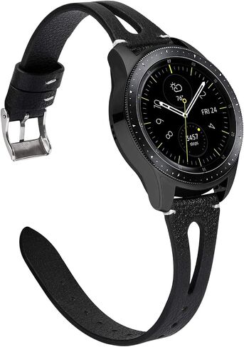 TOYOUTHS Compatible with Samsung Galaxy Watch 7/FE/6/5/4/Active 2 40mm 44mm Band, 20mm Leather Strap for Galaxy Watch 6 Classic 43mm 47mm/Watch 5 Pro 45mm/Watch 4 Classic/Watch 3 41mm Bands, Black in Kuwait