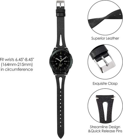 TOYOUTHS Compatible with Samsung Galaxy Watch 7/FE/6/5/4/Active 2 40mm 44mm Band, 20mm Leather Strap for Galaxy Watch 6 Classic 43mm 47mm/Watch 5 Pro 45mm/Watch 4 Classic/Watch 3 41mm Bands, Black in Kuwait
