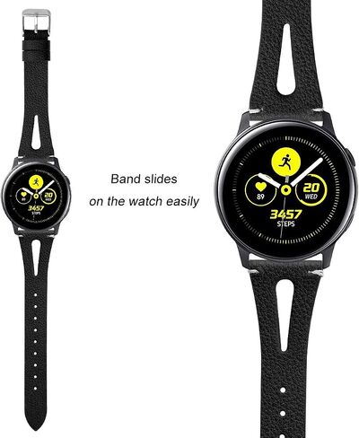 TOYOUTHS Compatible with Samsung Galaxy Watch 7/FE/6/5/4/Active 2 40mm 44mm Band, 20mm Leather Strap for Galaxy Watch 6 Classic 43mm 47mm/Watch 5 Pro 45mm/Watch 4 Classic/Watch 3 41mm Bands, Black in Kuwait