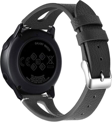 TOYOUTHS Compatible with Samsung Galaxy Watch 7/FE/6/5/4/Active 2 40mm 44mm Band, 20mm Leather Strap for Galaxy Watch 6 Classic 43mm 47mm/Watch 5 Pro 45mm/Watch 4 Classic/Watch 3 41mm Bands, Black in Kuwait