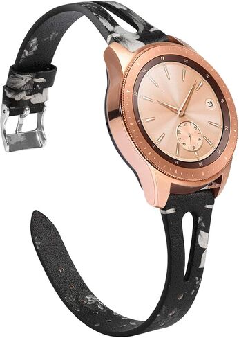 TOYOUTHS Compatible with Samsung Galaxy Watch 7/FE/6/5/4/Active 2 40mm 44mm Band, 20mm Leather Strap for Galaxy Watch 6 Classic 43mm 47mm/Watch 5 Pro 45mm/Watch 4 Classic/Watch 3 41mm Bands, Black in Kuwait