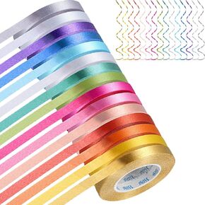 Shappy 15 Rolls Curling Ribbon, 1/5" Wide x 11 Yards Metallic Balloon String Roll for Gift Wrapping Assorted Colors Ribbons for Bows Crafts(Bright Color)