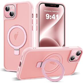 حافظة هاتف CoolBELL لهاتف iPhone 15 Plus مقاس 6.7 بوصات مع حامل حلقي مغناطيسي معزز وغطاء خلفي شفاف [متوافق مع Magsafe] حافظات حماية من الدرجة العسكرية للرجال والنساء (أحمر خمري) in Saudi Arabia