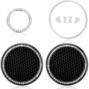4Pack Compatible with Hyundai Bling Interior Decoratiion Accessories,2Pcs Crystal Car Cup Holder Coasters, Bling Engine Start Stop Button Cover