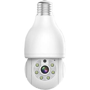 Light Bulb Security Camera, 2K 2.4GHz/5GHz WiFi Lightbulb Cameras for Home Security, E27 Light Socket Easy Installation Indoor Pet Camera with Human Motion Detection, Color Night Vision
