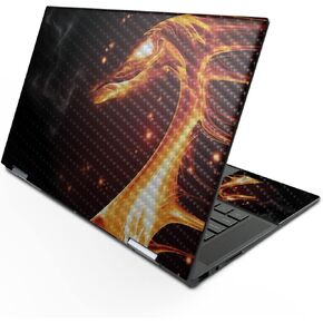 MightySkins Carbon Fiber Skin Compatible with HP Envy x360 15" (2022) - Flaming Dragon | Protective Durable Textured Carbon Fiber Finish | Easy to Apply Remove and Change Styles | Made in The USA