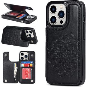 13 Pro Case 13Pro Wallet Card Holder Case,Protective Cover with Credit Slot Holder and Slim Leather Case for iPhone 13 Pro 6.1Inch (Green)