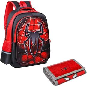 Children’s Spiderman Backpack and Spiderman Wallet Gift Set for Kids – 12"x16"x6" Spidey Backpack with 5"x10" Kids Wallet - Cloth School Backpack School Bag for Boys and Girls