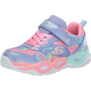 Skechers Kids Girls Twisty Glow-Sorbet Swirl Sneaker, Perwinkle/Multi, 11.5 Little Kid