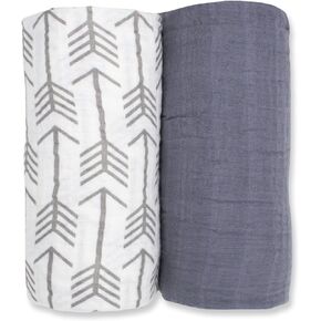 Muslin Swaddle Blankets 2-Pack, Newborn Swaddle Receiving Blankets, Swaddle Blankets Baby Girl and Baby Boy, Hypoallergenic & 100% Cotton Baby Essentials, Swaddling, Car Seat Cover, 47 x 47 Inches