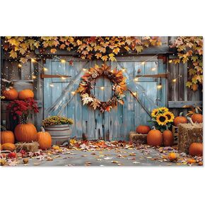 Fall Photography Backdrop, Autumn Pumpkin Harvest Backdrop Photo Props Thanksgiving Scarecrow Party Decorations for Thanksgiving Party Backdrop Birthday (B)