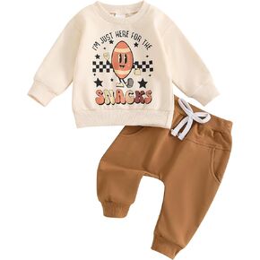 ZyHwShine Toddler Baby Boy Football Outfit On Sundays We Watch Football with Daddy Sweatshirt Top Pants Infant Fall Clothes