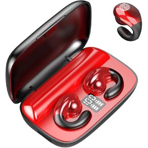 Wireless Ear Clip Bone Conduction Headphones Bluetooth Wireless Open Ear Earbuds with Earhook Earclip Bone Conduction Earbuds Head Set Waterproof Bone Conducting Ear Buds Induction Clip On Headphones