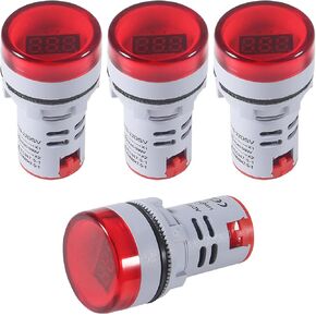 DWEII 4 قطع مستديرة LED مؤشر الجهد الكهربي، شاشة LED رقمية الفولتميتر AC 60-500 فولت مراقب الجهد الكهربي 110 فولت 220 فولت كاشف فولت لوحة ضوء مؤشر الإشارة الصفراء