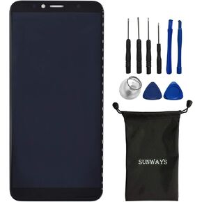 Sunways Display LCD Touch Digitizer Screen with Adhesive Replacement for Huawei Y6 2018 ATU-LX3 ATU-L11 ATU-L21 ATU-L22 Black