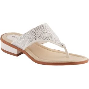 David Tate Womens Perlata Rhinestone Thong Block Heel