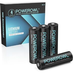 POWEROWL Lithium AA Batteries 4 Pack, 1.5V High Capacity Double A Battery Long Lasting Power