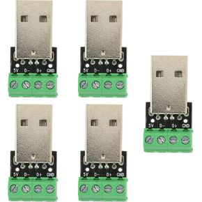 10pcs USB Type A Male Socket Breakout Board with 3.81mm Pitch Terminal Blocks Adapter Connector DIP for DIY USB Power Supply/Breadboard