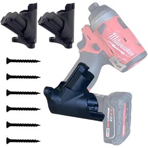 Set of 2 | Milwaukee M12 2-in-1 Battery and Tool Wall Mount - Heavy-Duty Black Wall Mounting Bracket