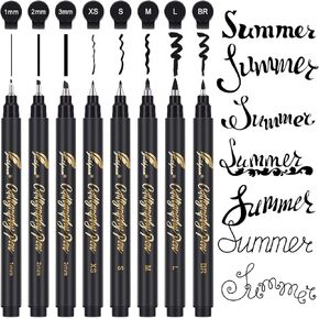 Calligraphy Pens, 12 Size Calligraphy Pens for Writing, Brush Pens Calligraphy Set for Beginners, Hand Lettering Pens,Brush Markers Set, Black Ink Drawing Pens in Kuwait