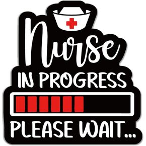 YAZMEEN 20 Pcs Funny Medical Nurse Stickers 2.5'' Nurse in Progress Decorative Stickers for RN LPN CNA Nursing Doctor Teacher Student Nurse Week Gifts Stickers Decals for Water Bottle Computer Phone